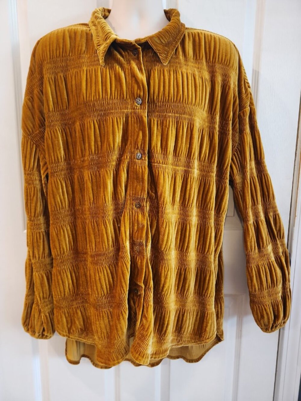Excellent~Free People~My Best Top~Button Up~Velvet~Spiced Ginger~Size L